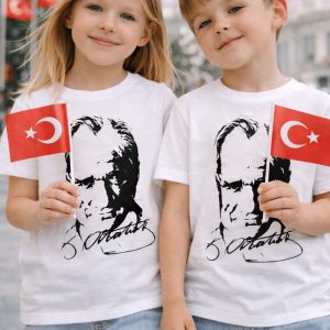 Atatürk Baskılı Çocuk Tişört – Kız & Erkek Pamuk T-Shirt