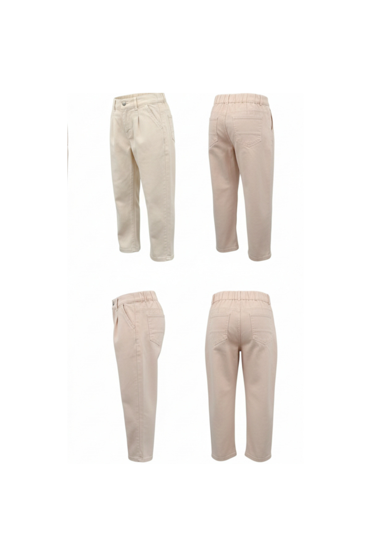 Kız Çocuk Pantolon Gabardin Kumaş Mevsimlik Krem Renkli Jean Kesim - Görsel 8