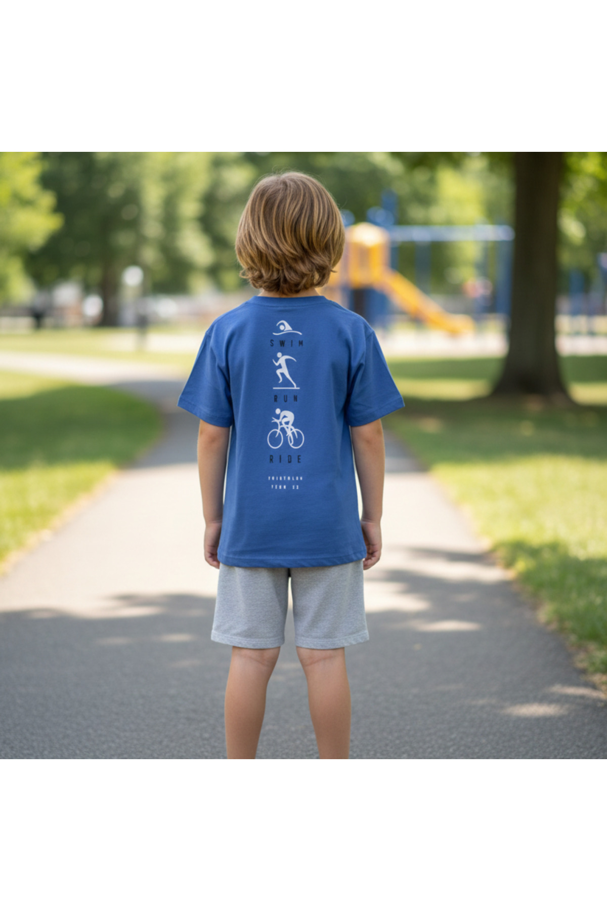 Fancy Kids Erkek Çocuk T-Shirt Triathlon Baskılı Mavi - Görsel 8
