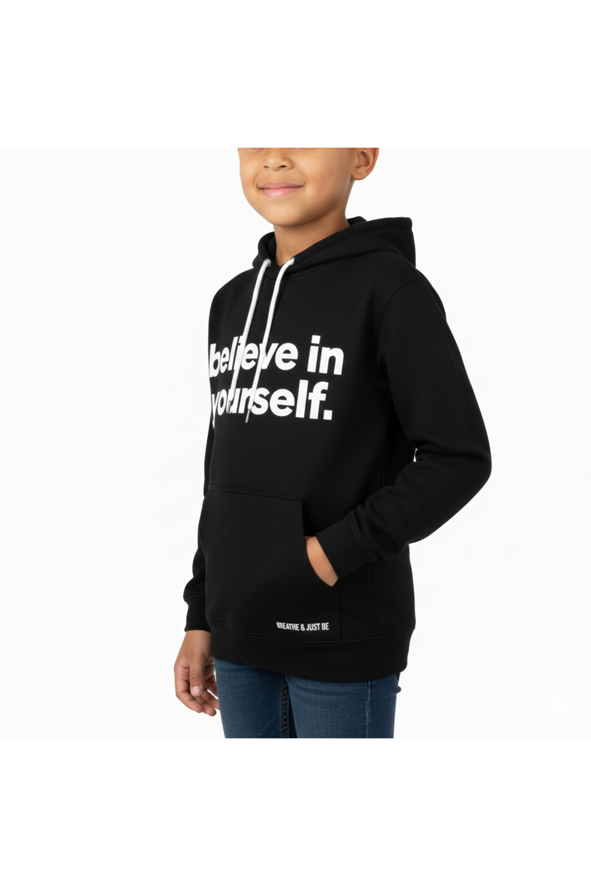 Erkek Çocuk Siyah Kapüşonlu Şık Baskılı Pamuklu Sweatshirt - Görsel 8