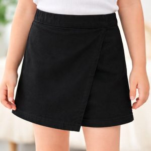 Kız Çocuk Siyah Şort Etek %100 Pamuk Gabardin | Şık ve Rahat Standart Kalıp