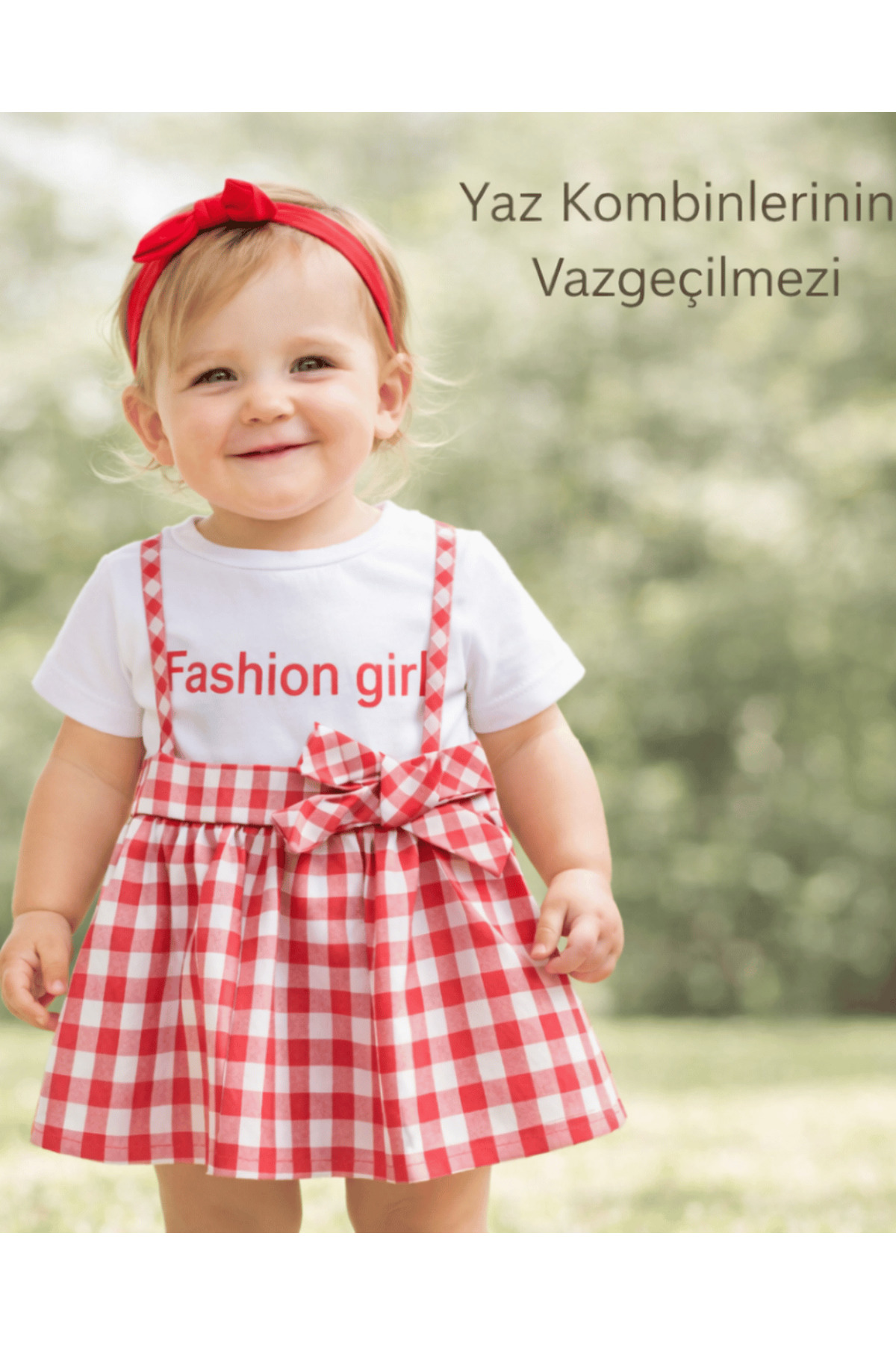 Kız Çocuk Elbise Kareli Baskılı Dokuma - Görsel 2