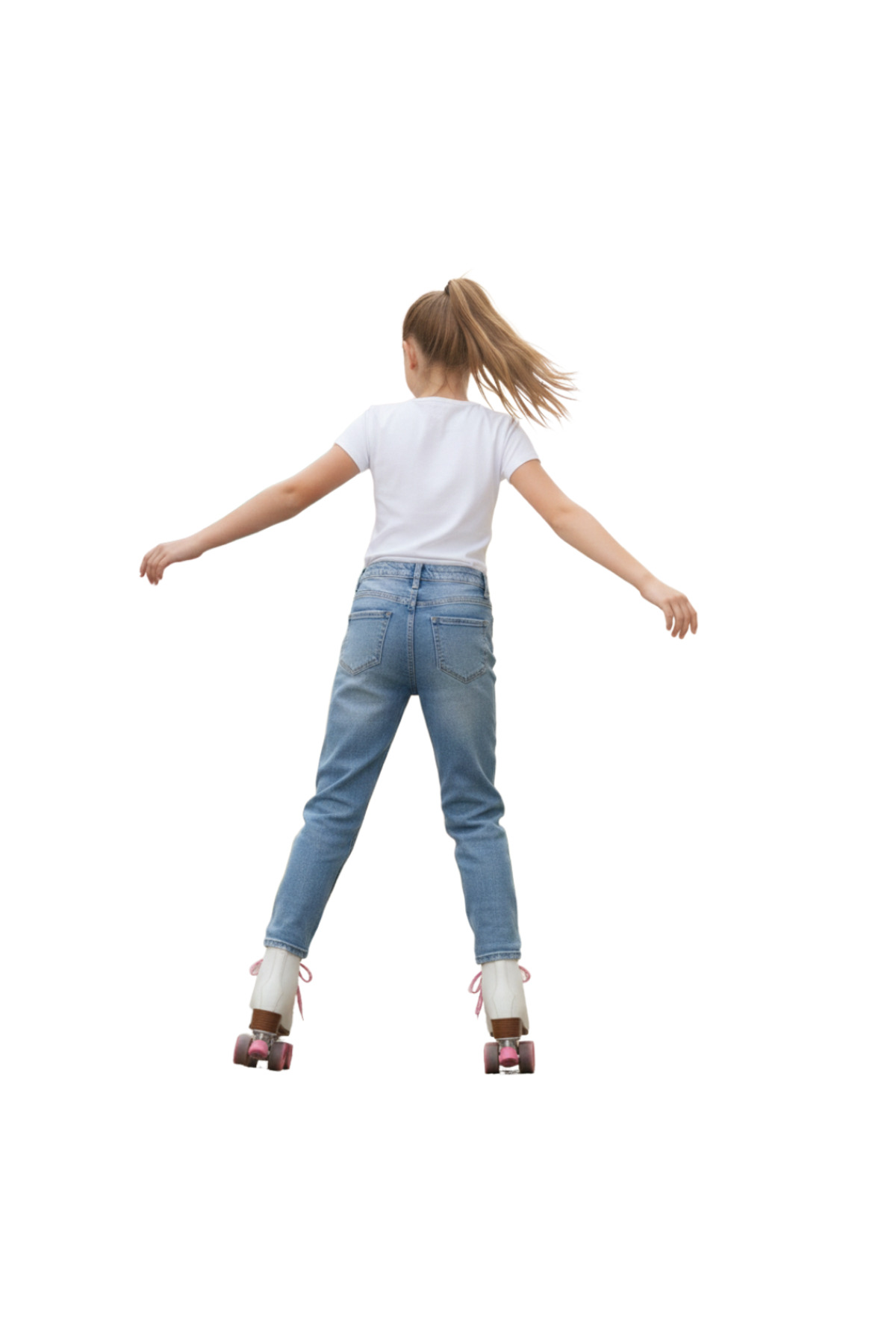 Kız Çocuk Kot Pantolon Jean %100 Pamuk Nakış Baskılı Denim Kumaş - Görsel 7