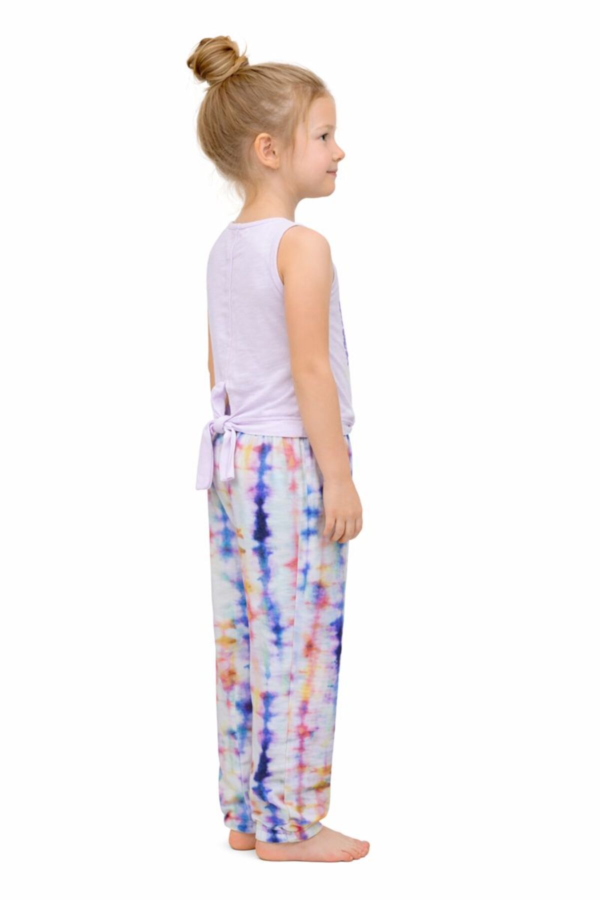 Kız Çocuk Desenli Crop Atlet T-shirt Lila Tayt Ikili Takım - Görsel 3