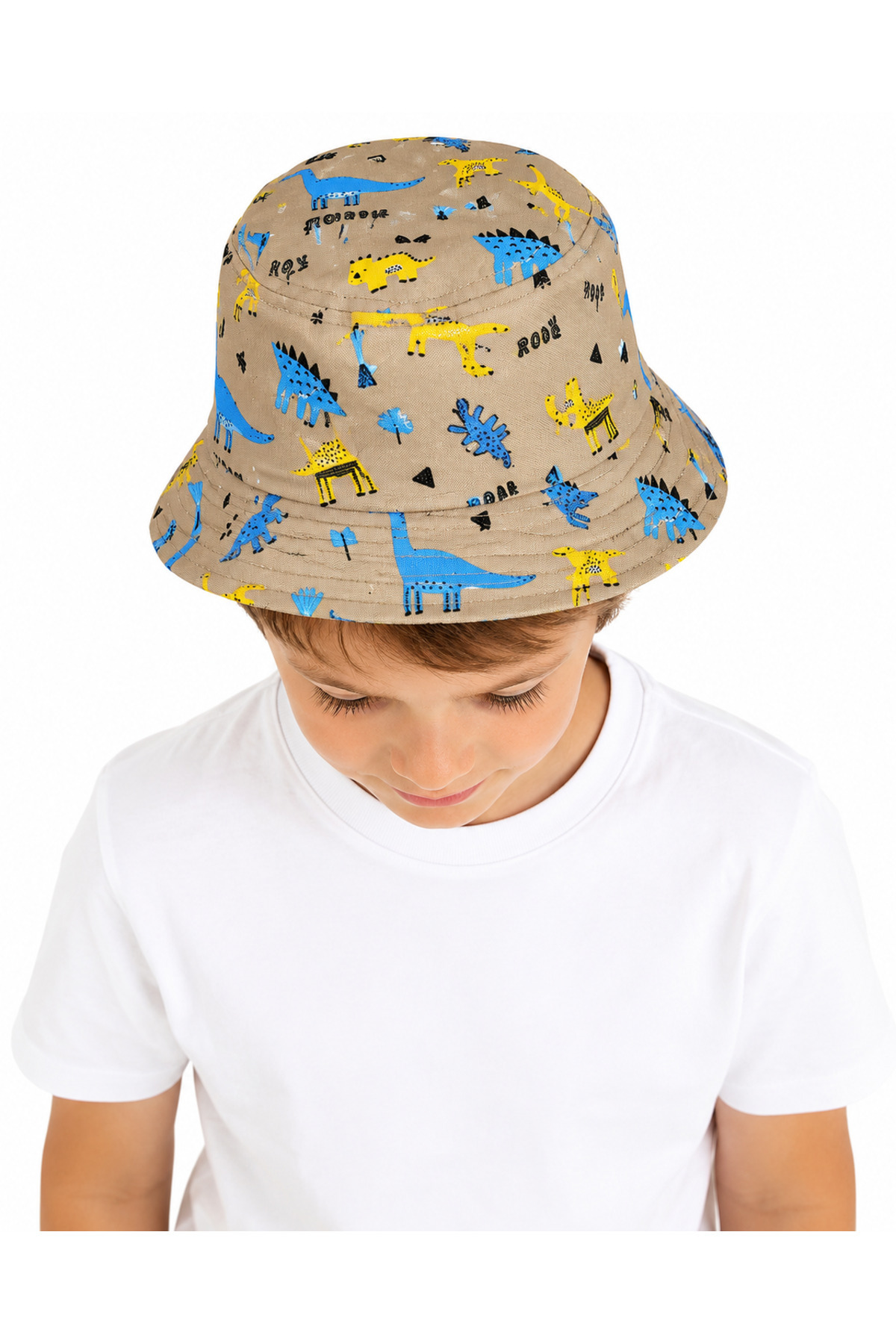 Erkek Çocuk Dinozor Desenli Bucket / Balıkçı Kova Şapka 4-8 Yaş - Görsel 4