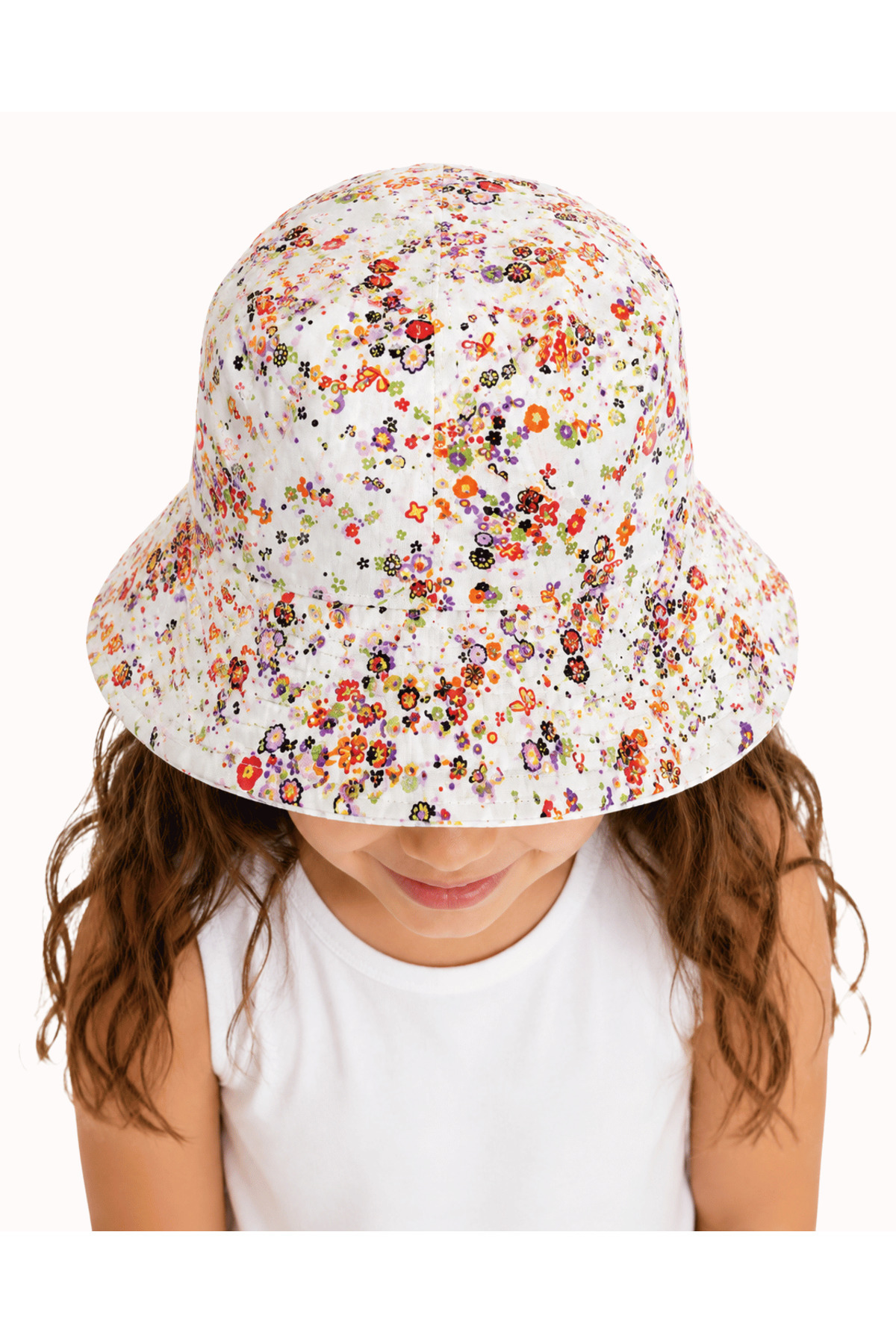Kız Çocuk Çiçek Desenli Bucket / Balıkçı Kova Şapka 4-8 Yaş - Görsel 3