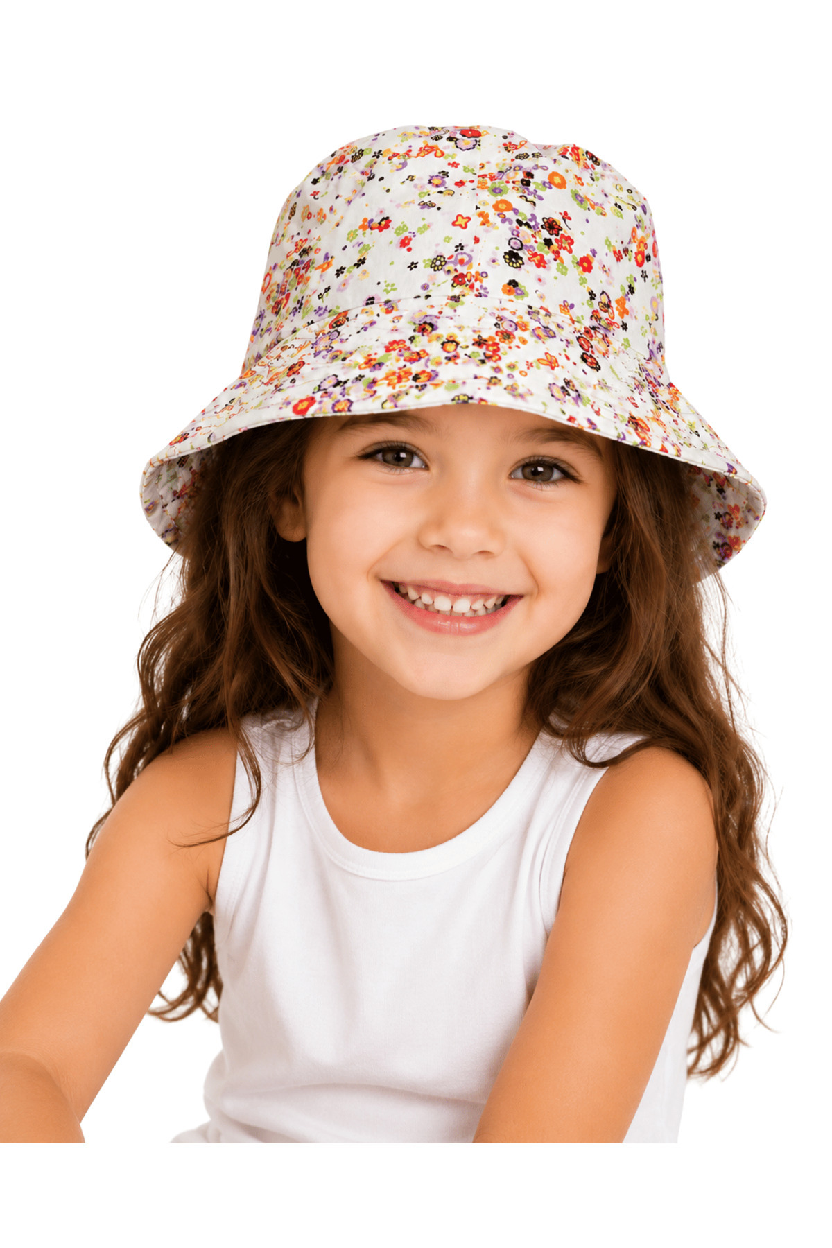 Kız Çocuk Çiçek Desenli Bucket / Balıkçı Kova Şapka 4-8 Yaş - Görsel 7