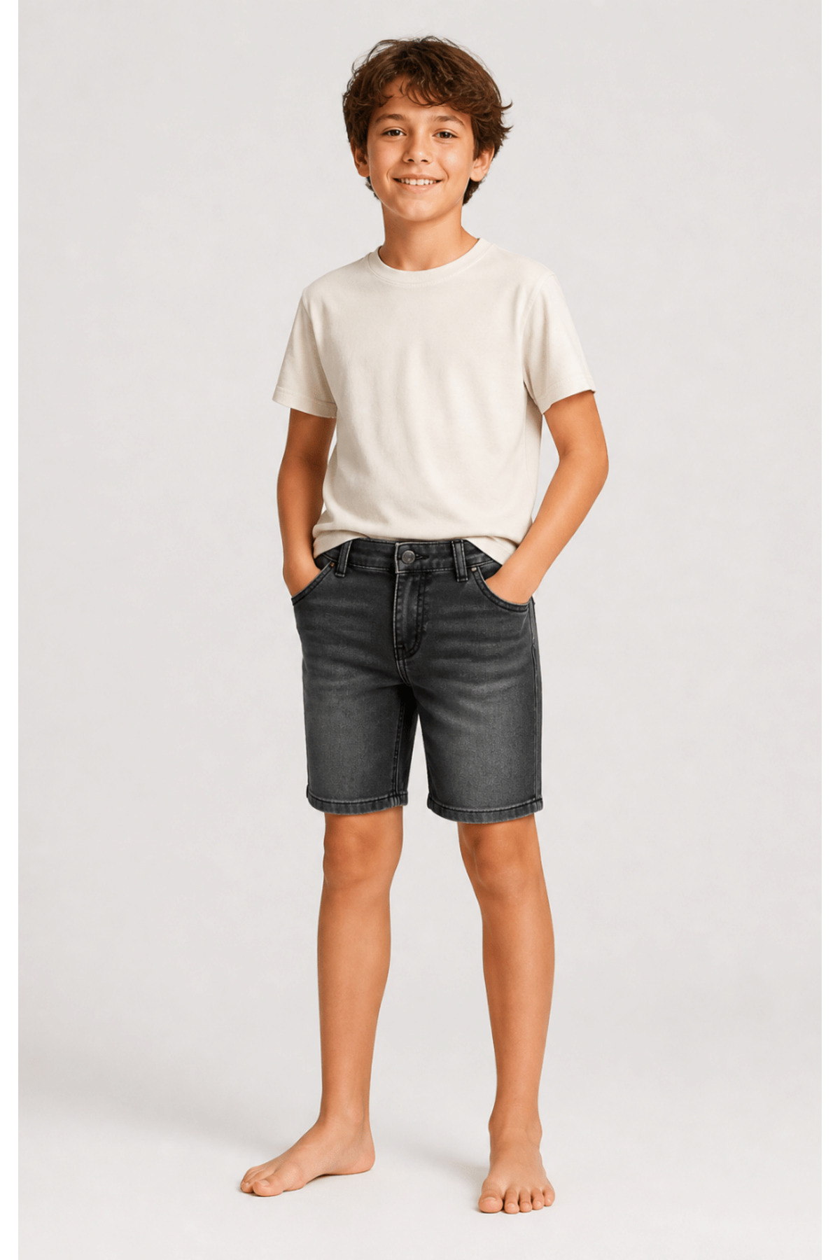 Erkek Çocuk Kot Şort First Jean Pamuklu Denim Yumuşak Kumaş - Görsel 9