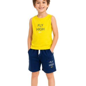 Erkek Çocuk Yazlık Atlet Şort Alt-Üst Takım Rahat Kesim Pamuklu Spor Set