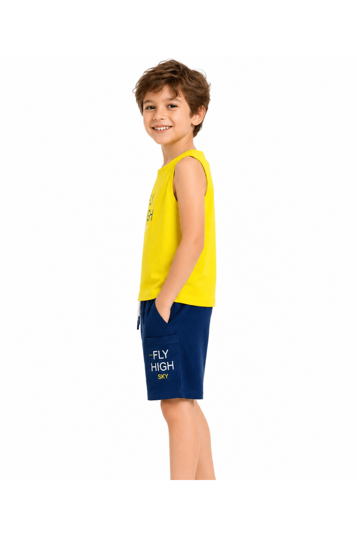 Erkek Çocuk Yazlık Atlet Şort Alt-Üst Takım Rahat Kesim Pamuklu Spor Set - Görsel 2