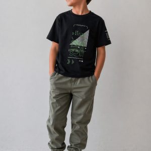 Erkek Çocuk Baskılı Ekru T-Shirt %100 Pamuk